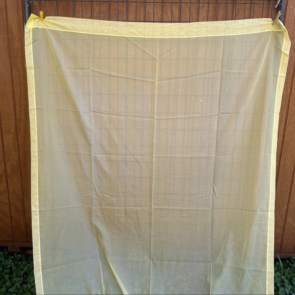 3 Vintage Sheer Yellow Curtains 3 Panels 60”x85”